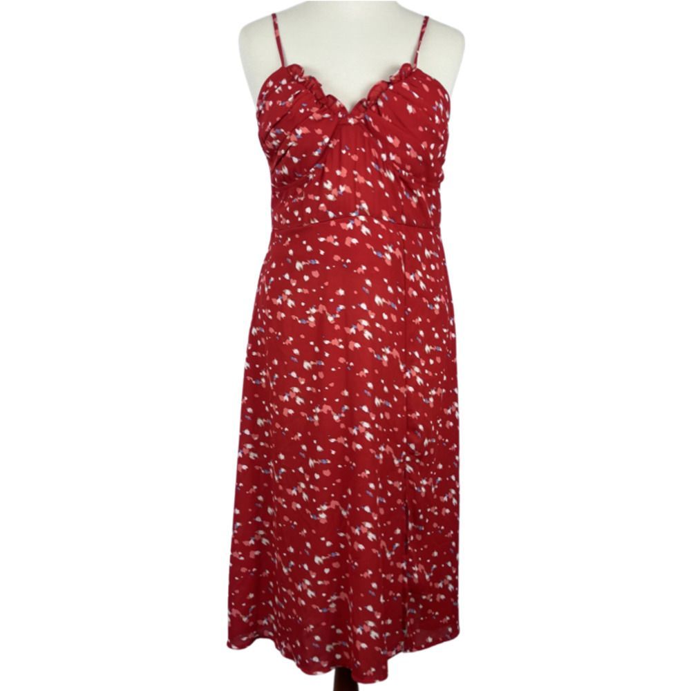 ROW A Women's Red Printed Adjustable Spaghetti Strap Dress Size XL